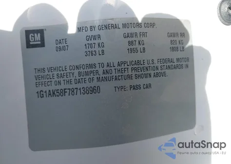 2008 Chevrolet Cobalt Ls from USA, damaged, VIN 1G1AK58F787138960